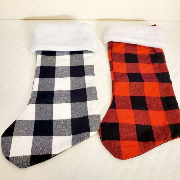 Plaid Doggie Paw Christmas Stockings - Picture 2 of 8